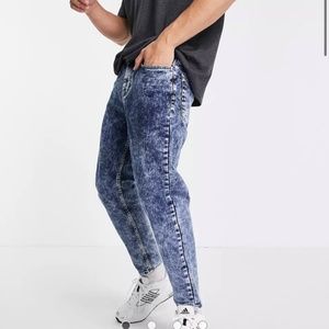 ASOS Tapered Jeans in Acid Wash Blue